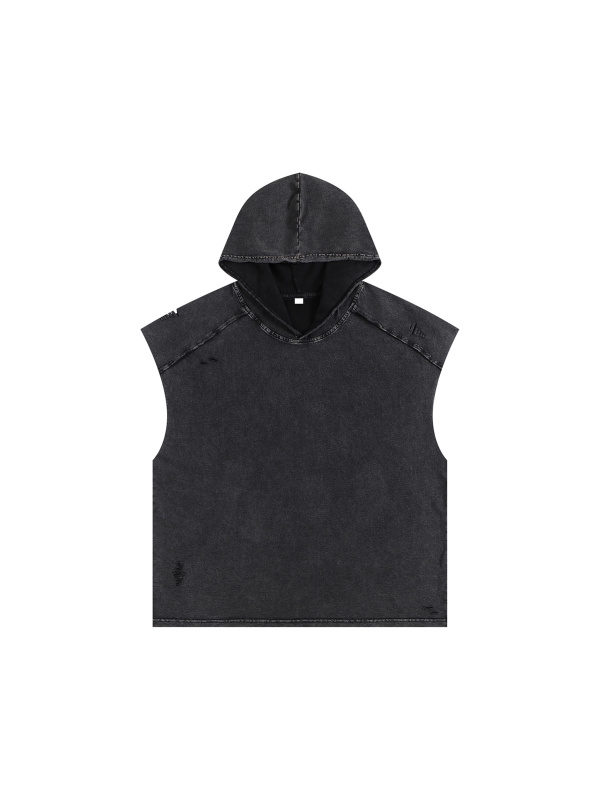 Snow Washed Boxy Hooded Tank Top #RB0006 | TAPSTITCH